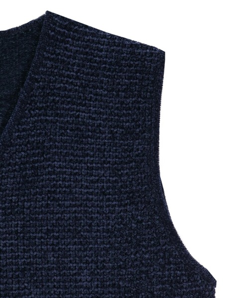 BRICK HOUSE by TOKYO SHIRT(ブリックハウス)の「ワッフルモール糸 メンズニットジレ(ベスト・メンズ・ネイビー/ブラック・LL/M/L/XL)」の8枚目の写真