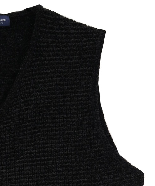BRICK HOUSE by TOKYO SHIRT(ブリックハウス)の「ワッフルモール糸 メンズニットジレ(ベスト・メンズ・ネイビー/ブラック・LL/M/L/XL)」の4枚目の写真