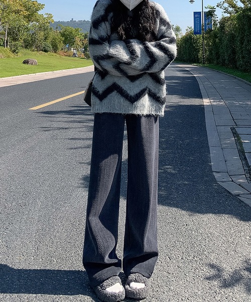 Lace Ladies(レースレディース)の「ストライプ柄 ウエスト イージー セミワイド 裏起毛 パンツ(その他パンツ・レディース・グレー/ブラック/アイボリー・XL/M/S/XS)」の13枚目の写真