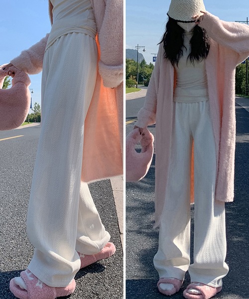 Lace Ladies(レースレディース)の「ストライプ柄 ウエスト イージー セミワイド 裏起毛 パンツ(その他パンツ・レディース・グレー/ブラック/アイボリー・XL/M/S/XS)」の19枚目の写真