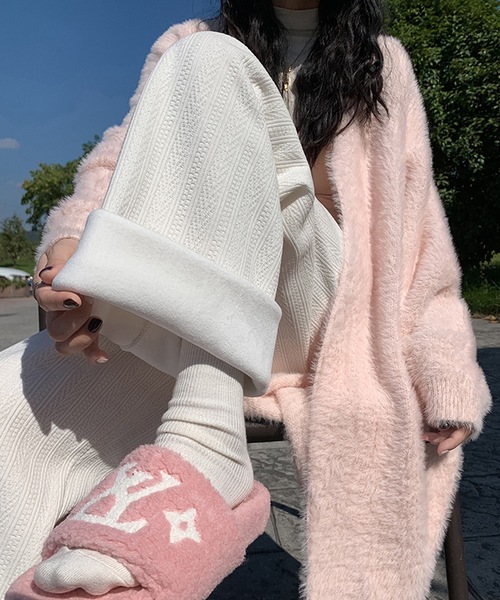 Lace Ladies(レースレディース)の「ストライプ柄 ウエスト イージー セミワイド 裏起毛 パンツ(その他パンツ・レディース・グレー/ブラック/アイボリー・XL/M/S/XS)」の21枚目の写真