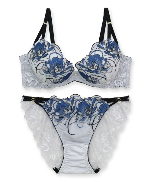 サルート　刺繍ブラジャーショーツセット D70 サルート 刺繍ブラジャーショーツセット D70 D75/L☆フラワー
