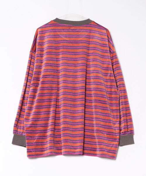 BIG FIELD（ビッグフィールド）の「先染めボーダーベロアカットソー/おとな（Tシャツ/カットソー・レディース・ライトブルー/サンドベージュ/オレンジ・160cm）」の4枚目の写真