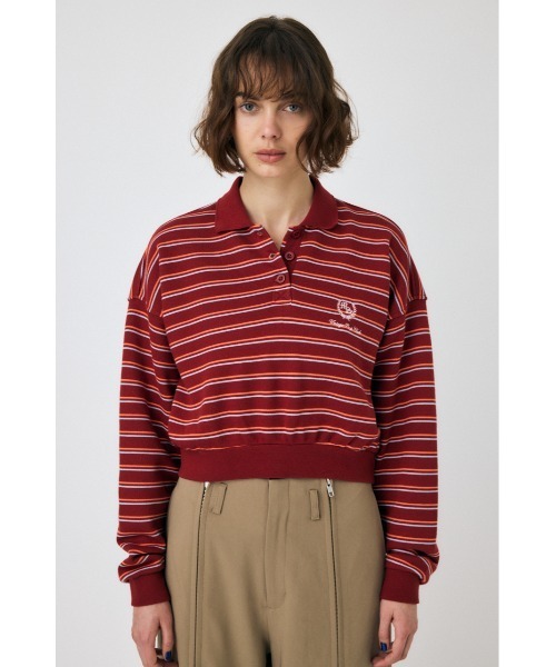 MOUSSY（マウジー）の「EMBROIDERY POLO プルオーバー（スウェット・レディース・オフホワイト/ネイビー/ボルドー・FREE）」の9枚目の写真