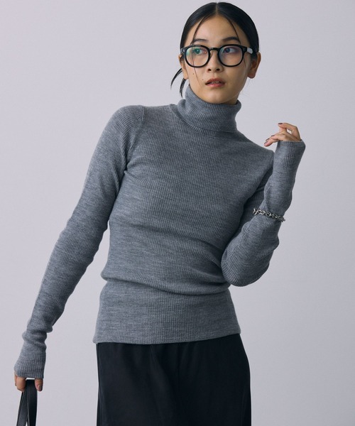 BABYLONE（バビロン）の「リブタートルニットプルオーバー（ニット/セーター・レディース・オフホワイト/グレー/ブラック・フリー）」の10枚目の写真