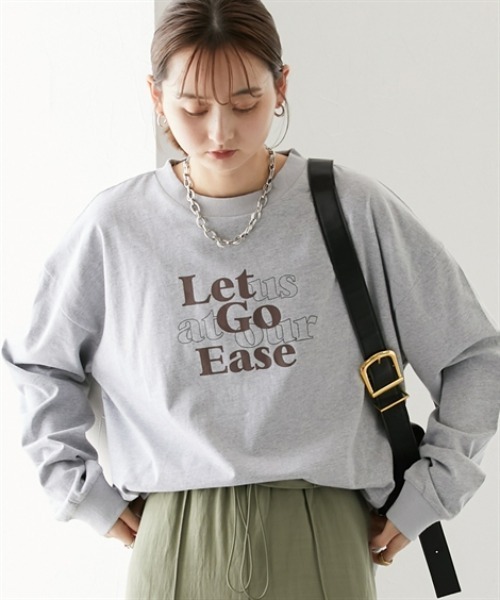 nissen(ニッセン)の「ゆったりシルエット長袖ロゴTシャツ(Tシャツ/カットソー・レディース・ブラック/モスグリーン系/ホワイト系/グレー/グレー系/モスグリーン/ホワイト/ブラック系・S/M/L/LL)」の6枚目の写真