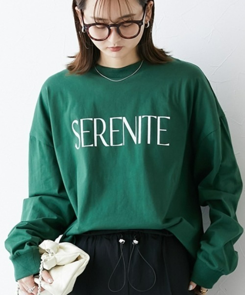 nissen(ニッセン)の「ゆったりシルエット長袖ロゴTシャツ(Tシャツ/カットソー・レディース・ブラック/モスグリーン系/ホワイト系/グレー/グレー系/モスグリーン/ホワイト/ブラック系・S/M/L/LL)」の7枚目の写真