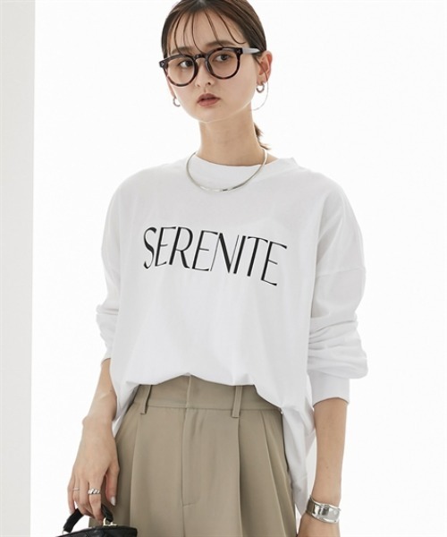 nissen(ニッセン)の「ゆったりシルエット長袖ロゴTシャツ(Tシャツ/カットソー・レディース・ブラック/モスグリーン系/ホワイト系/グレー/グレー系/モスグリーン/ホワイト/ブラック系・S/M/L/LL)」の10枚目の写真