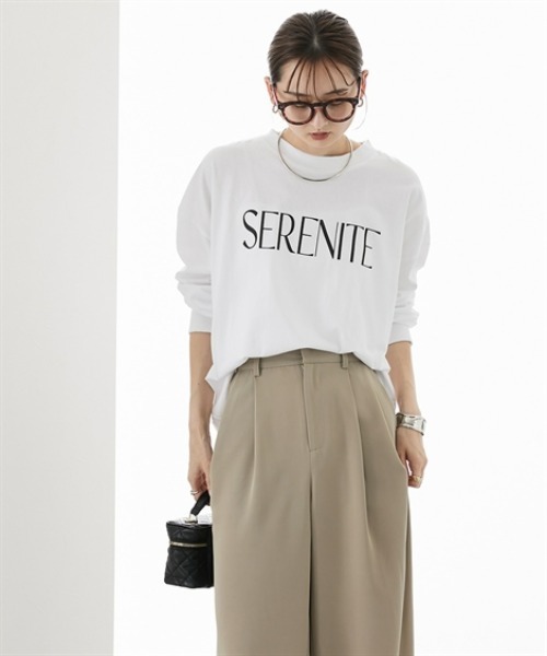 nissen(ニッセン)の「ゆったりシルエット長袖ロゴTシャツ(Tシャツ/カットソー・レディース・ブラック/モスグリーン系/ホワイト系/グレー/グレー系/モスグリーン/ホワイト/ブラック系・S/M/L/LL)」の11枚目の写真