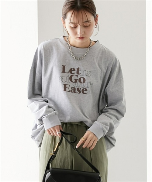 nissen(ニッセン)の「ゆったりシルエット長袖ロゴTシャツ(Tシャツ/カットソー・レディース・ブラック/モスグリーン系/ホワイト系/グレー/グレー系/モスグリーン/ホワイト/ブラック系・S/M/L/LL)」の15枚目の写真