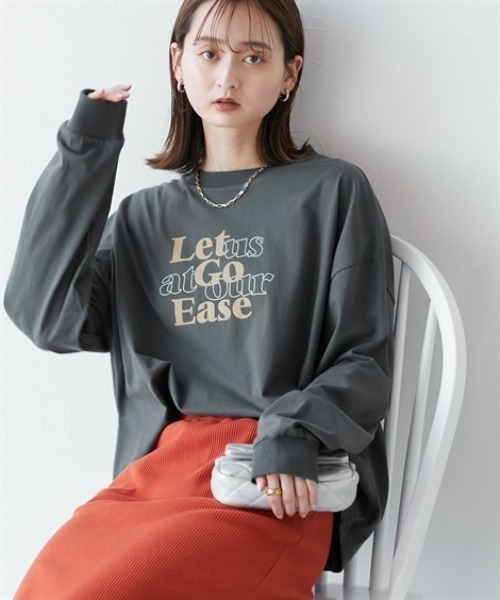 nissen(ニッセン)の「ゆったりシルエット長袖ロゴTシャツ(Tシャツ/カットソー・レディース・ブラック/モスグリーン系/ホワイト系/グレー/グレー系/モスグリーン/ホワイト/ブラック系・S/M/L/LL)」の22枚目の写真