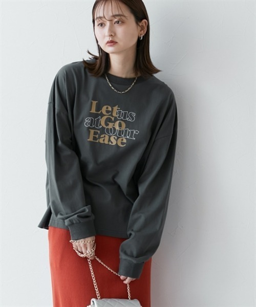 nissen(ニッセン)の「ゆったりシルエット長袖ロゴTシャツ(Tシャツ/カットソー・レディース・ブラック/モスグリーン系/ホワイト系/グレー/グレー系/モスグリーン/ホワイト/ブラック系・S/M/L/LL)」の20枚目の写真