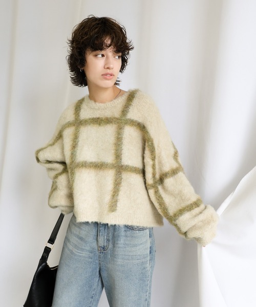 ニット セーター 「ZOZO限定」チェック柄シャギーニット レディース ZOZO限定】チェック柄シャギーニット（ニット/セーター