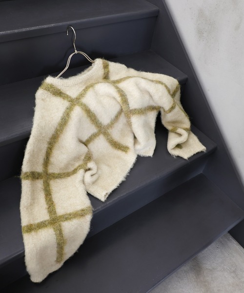 ZOZO限定】チェック柄シャギーニット（ニット/セーター
