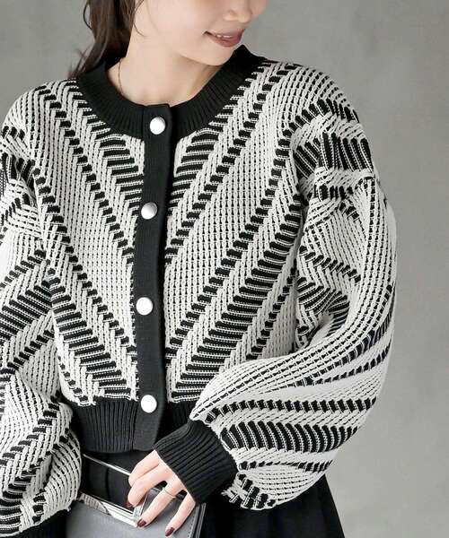 ポケットおリボンが可愛いジャガードカーディガン♪ セール】リボン付ポケットカーディガン（カーディガン/ボレロ