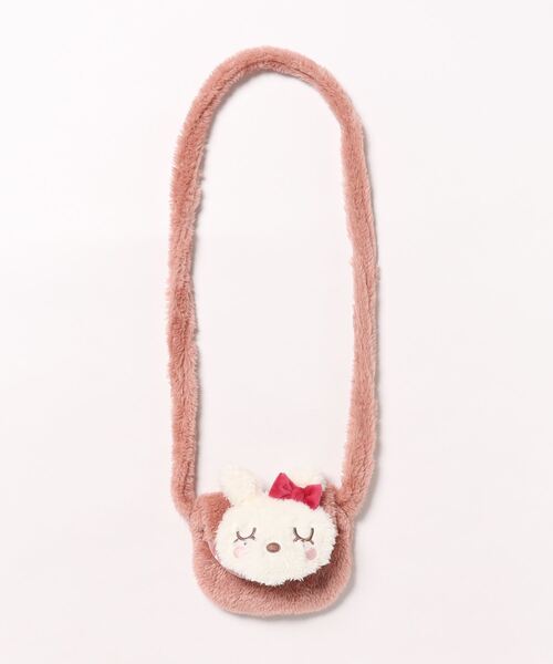 KP DECO（ケーピーデコ）の「mimi付きシャギーフリースポシェット(Free)（ショルダーバッグ・キッズ・オフホワイト/サーモンピンク・FREE）」の2枚目の写真