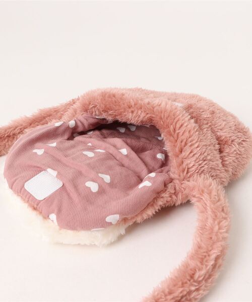 KP DECO（ケーピーデコ）の「mimi付きシャギーフリースポシェット(Free)（ショルダーバッグ・キッズ・オフホワイト/サーモンピンク・FREE）」の5枚目の写真