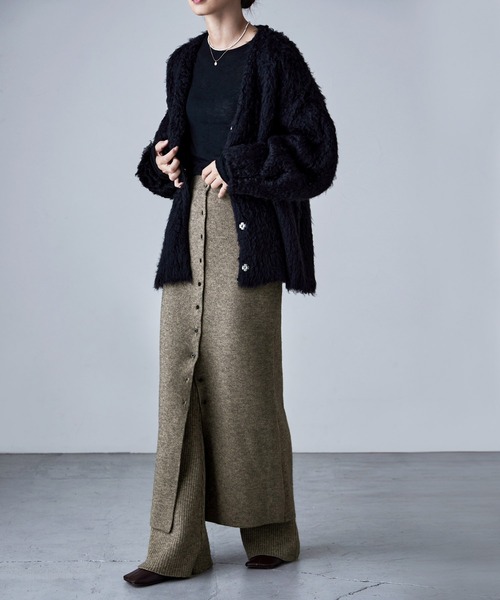 etoll.（エトル）の「アルパカタッチリブニットフレアパンツ（その他パンツ・レディース・モカ/グレー/ブラック・FREE）」の3枚目の写真