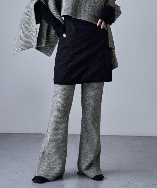 etoll.（エトル）の「アルパカタッチリブニットフレアパンツ（その他パンツ・レディース・モカ/グレー/ブラック・FREE）」の12枚目の写真