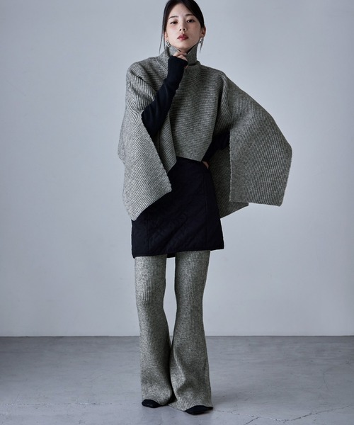 etoll.（エトル）の「アルパカタッチリブニットフレアパンツ（その他パンツ・レディース・モカ/グレー/ブラック・FREE）」の14枚目の写真