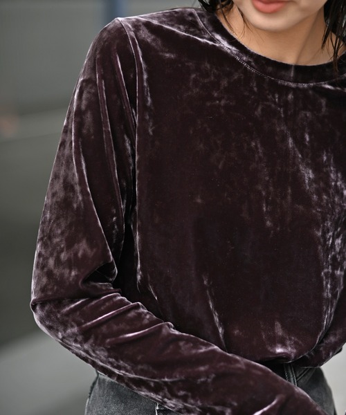 Marient（マリエント）の「ベロアTOPS（Tシャツ/カットソー・レディース・ブラック/ダークブラウン/ブラウン・FREE）」の6枚目の写真
