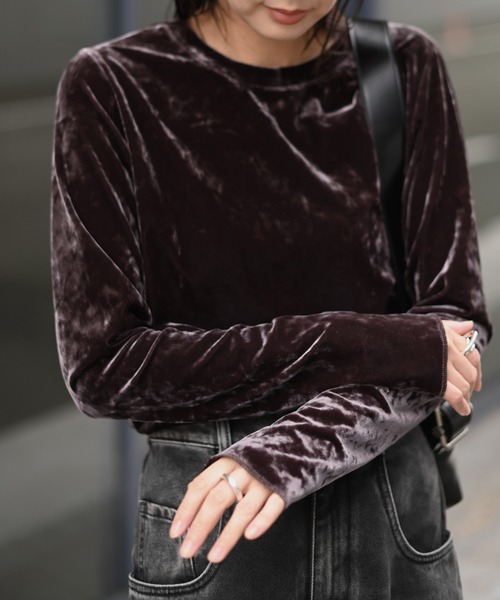 Marient（マリエント）の「ベロアTOPS（Tシャツ/カットソー・レディース・ブラック/ダークブラウン/ブラウン・FREE）」の8枚目の写真