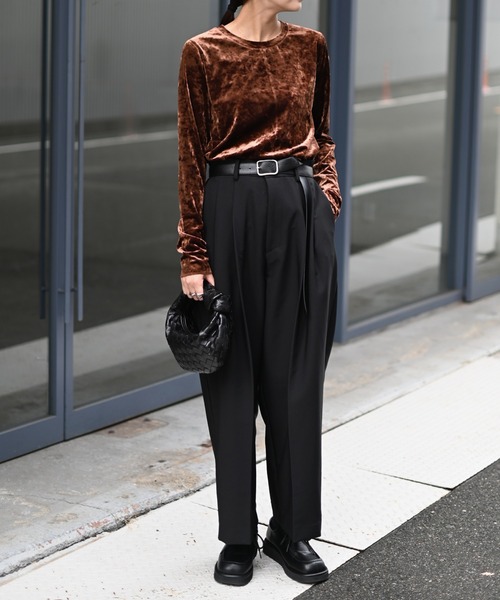 Marient（マリエント）の「ベロアTOPS（Tシャツ/カットソー・レディース・ブラック/ダークブラウン/ブラウン・FREE）」の21枚目の写真