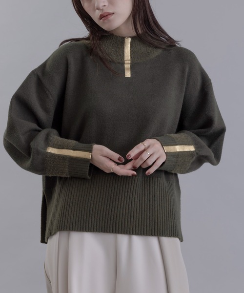 Eimee Law(エイミーロウ)の「箔プリントグラデ配色ニット(ニット/セーター・レディース・ダークカーキ/チャコールグレー/アイボリー・FREE)」の14枚目の写真