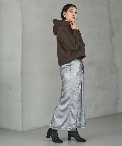 F by ROSSO(エフバイロッソ)の「F by ROSSO 『UR TECH』裏起毛ポンチプルパーカー(パーカー・レディース・モカ/ブラック・FREE)」の6枚目の写真