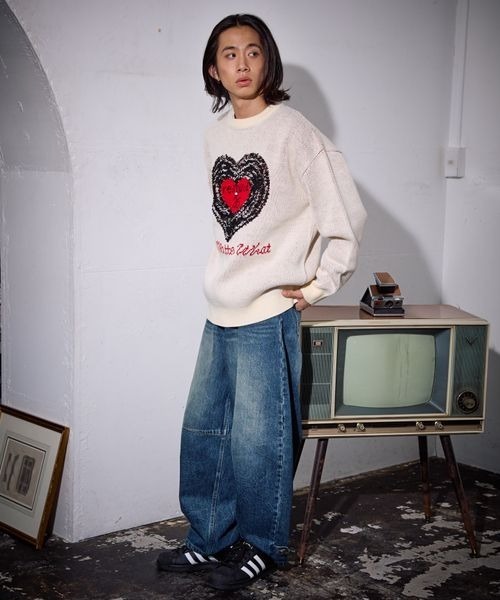 PBLIM(ページボーイリム)の「《UNISEX》ハートレコードニット(ニット/セーター・レディース・チャコールグレー/アイボリー/テラコッタ・FREE)」の8枚目の写真