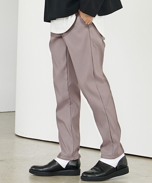 MinoriTY（マイノリティ）の「【MinoriTY】裏起毛ウォームツイル素材 テーパードイージースラックスパンツ／ベルトループ付き 無地・チェック・ストライプ展開 きれいめ大人シルエット セミワイド ストレッチ素材 メンズ 冬服 アウトドア（その他パンツ・メンズ・ブラック/ラベンダー/グリーン/ストライプ/チェック・S/L/M）」の7枚目の写真