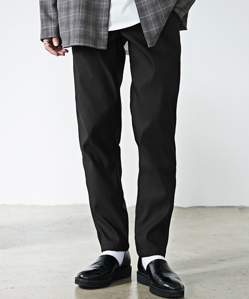 MinoriTY（マイノリティ）の「【MinoriTY】裏起毛ウォームツイル素材 テーパードイージースラックスパンツ／ベルトループ付き 無地・チェック・ストライプ展開 きれいめ大人シルエット セミワイド ストレッチ素材 メンズ 冬服 アウトドア（その他パンツ・メンズ・ブラック/ラベンダー/グリーン/ストライプ/チェック・S/L/M）」の12枚目の写真