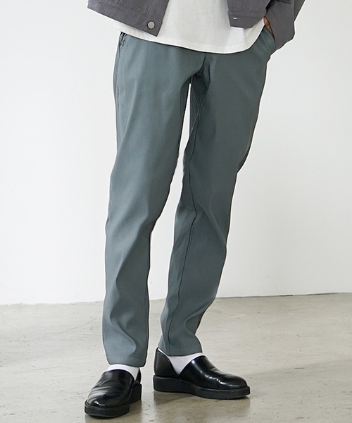 MinoriTY（マイノリティ）の「【MinoriTY】裏起毛ウォームツイル素材 テーパードイージースラックスパンツ／ベルトループ付き 無地・チェック・ストライプ展開 きれいめ大人シルエット セミワイド ストレッチ素材 メンズ 冬服 アウトドア（その他パンツ・メンズ・ブラック/ラベンダー/グリーン/ストライプ/チェック・S/L/M）」の14枚目の写真