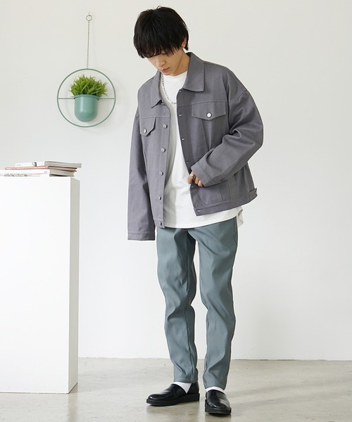 MinoriTY（マイノリティ）の「【MinoriTY】裏起毛ウォームツイル素材 テーパードイージースラックスパンツ／ベルトループ付き 無地・チェック・ストライプ展開 きれいめ大人シルエット セミワイド ストレッチ素材 メンズ 冬服 アウトドア（その他パンツ・メンズ・ブラック/ラベンダー/グリーン/ストライプ/チェック・S/L/M）」の17枚目の写真