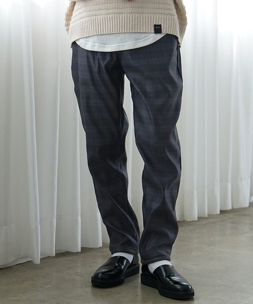 MinoriTY（マイノリティ）の「【MinoriTY】裏起毛ウォームツイル素材 テーパードイージースラックスパンツ／ベルトループ付き 無地・チェック・ストライプ展開 きれいめ大人シルエット セミワイド ストレッチ素材 メンズ 冬服 アウトドア（その他パンツ・メンズ・ブラック/ラベンダー/グリーン/ストライプ/チェック・S/L/M）」の20枚目の写真