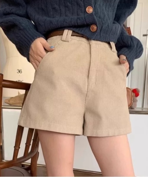 コーデュロイショートパンツ　サイズL TAN 新品未使用 miniministore コーデュロイ ショートパンツ レディース