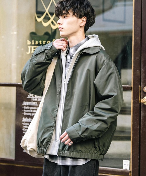 Rocky Monroe(ロッキーモンロー)の「オーバーサイズ ポリDEWSPOショート丈ブルゾン スイングトップ(ブルゾン・メンズ・ブラック/カーキ/ネイビー・M/L/XL)」の12枚目の写真