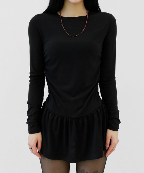 minsobi（ミンソビ）の「スリムフィットシャーリングワンピース ローライズミニーワンピース シャーリングミニワンピ 裏起毛 冬ワンピース タイトワンピース（ワンピース・レディース・ブラック/ブラウン/アイボリー・FREE）」の21枚目の写真