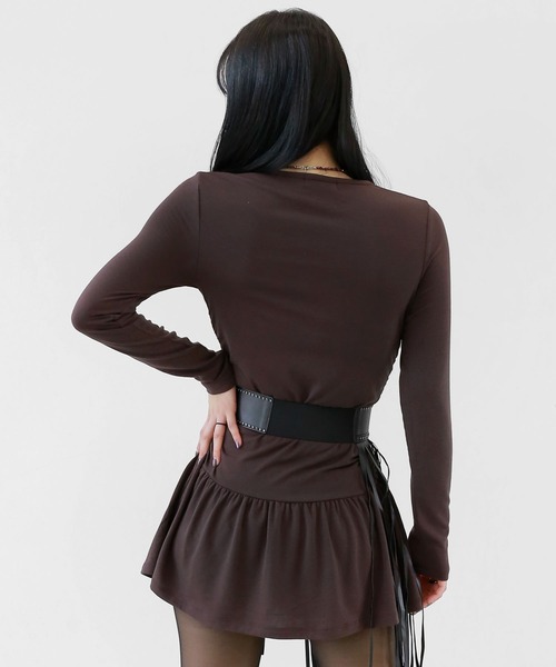 minsobi（ミンソビ）の「スリムフィットシャーリングワンピース ローライズミニーワンピース シャーリングミニワンピ 裏起毛 冬ワンピース タイトワンピース（ワンピース・レディース・ブラック/ブラウン/アイボリー・FREE）」の10枚目の写真