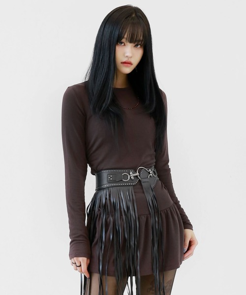 minsobi（ミンソビ）の「スリムフィットシャーリングワンピース ローライズミニーワンピース シャーリングミニワンピ 裏起毛 冬ワンピース タイトワンピース（ワンピース・レディース・ブラック/ブラウン/アイボリー・FREE）」の11枚目の写真