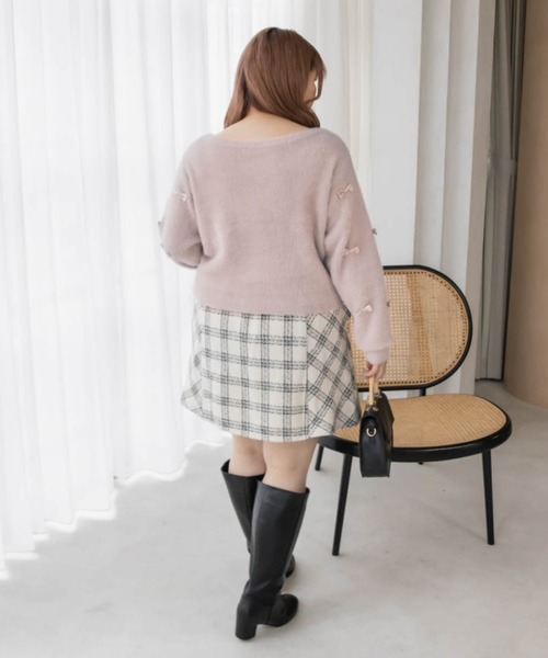 CLETTE(クレット)の「リボン使いシャギーニットカーディガン(カーディガン/ボレロ・レディース・ピンク/ブラック/ブルー・LL/3L/4L)」の15枚目の写真