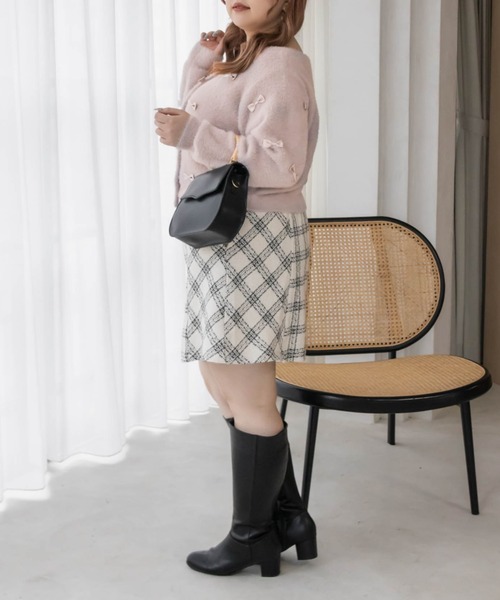 CLETTE(クレット)の「リボン使いシャギーニットカーディガン(カーディガン/ボレロ・レディース・ピンク/ブラック/ブルー・LL/3L/4L)」の14枚目の写真