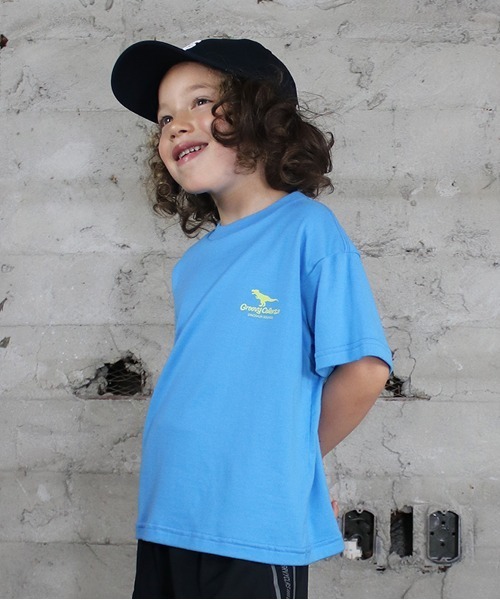 GROOVY COLORS(グルービーカラーズ)の「DINOSAUR SOUNDS Tee(Tシャツ/カットソー・キッズ・ライトブルー/ホワイト・120/110/100)」の1枚目の写真