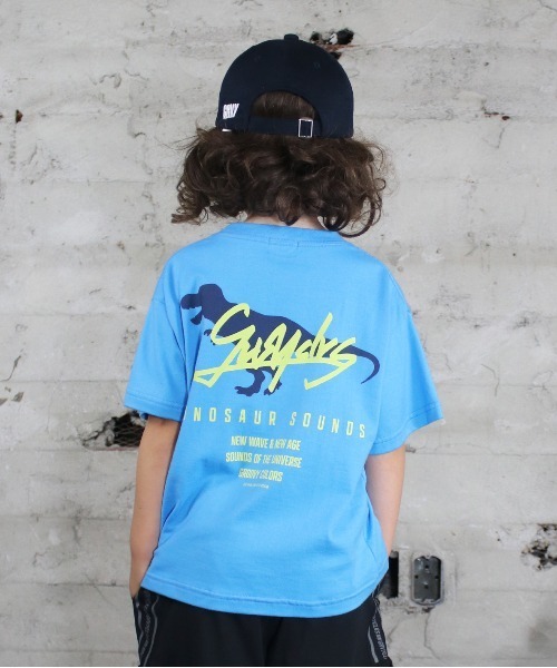 GROOVY COLORS(グルービーカラーズ)の「DINOSAUR SOUNDS Tee(Tシャツ/カットソー・キッズ・ライトブルー/ホワイト・120/110/100)」の6枚目の写真