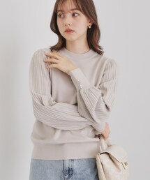 index | パターンスリーブハイネックニット【洗濯機洗い可】(ニット/セーター)