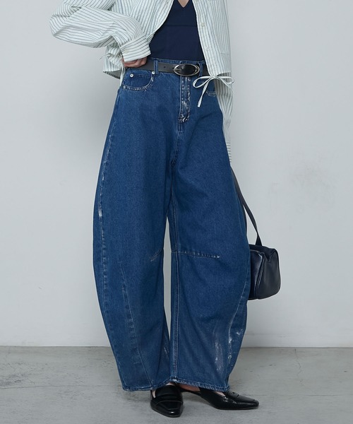 セール】Foil paint curve denim pants / ホイルペイントカーブ