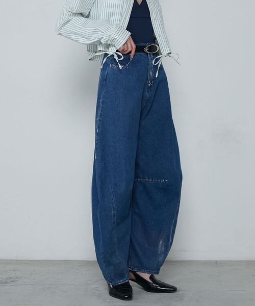 セール】Foil paint curve denim pants / ホイルペイントカーブ
