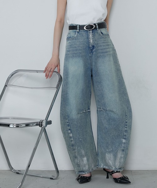 le ELMi(ルエルミ)の「Foil paint curve denim pants / ホイルペイントカーブデニムパンツ(デニムパンツ・レディース・ブラック/ライトブルー/ブルー・S/M)」の18枚目の写真