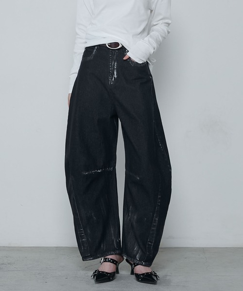 セール】Foil paint curve denim pants / ホイルペイントカーブ