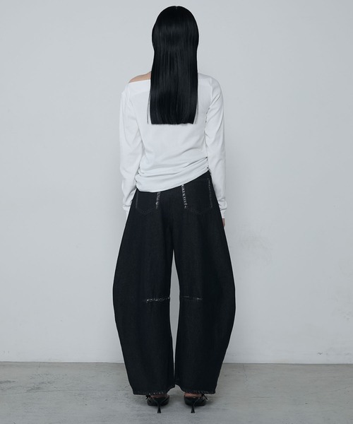 セール】Foil paint curve denim pants / ホイルペイントカーブ